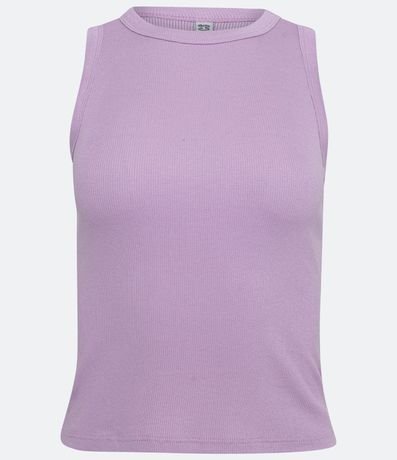 Blusa Cropped sin Manga en Ribana con Cuello Redondo 5