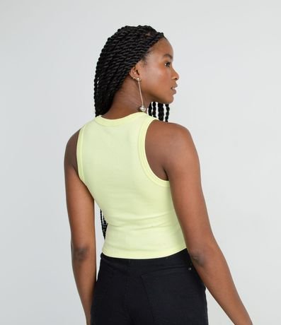 Blusa Cropped sin Manga en Ribana con Cuello Redondo 2