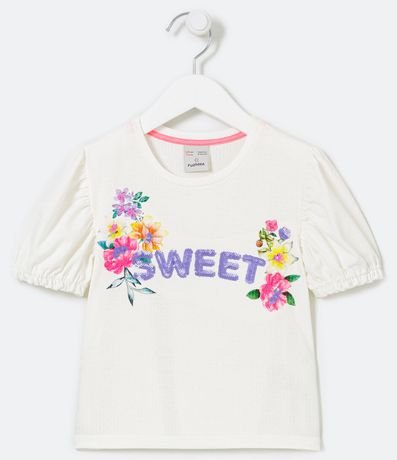 Blusa Infantil Texturizada Estampada Sweet con Flores - Talle 5 a 14 años 1
