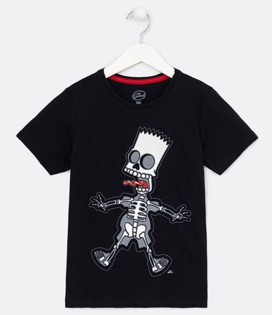 Remera Infantil con Estampado brilla en la oscuridad do Bart Esqueleto - Talle 5 a 14 años 1