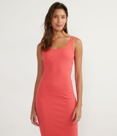 Vestido Midi Básico con Escote Cuadrado 2