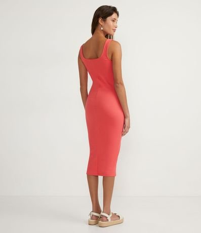 Vestido Midi Básico con Escote Cuadrado 3