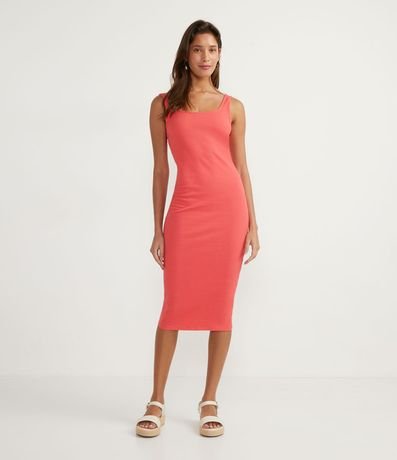 Vestido Midi Básico con Escote Cuadrado 6