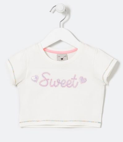 Blusa Infantil Cropped con Bordado Sweet con Lentejuelas - Talle 1 a 5 años 1