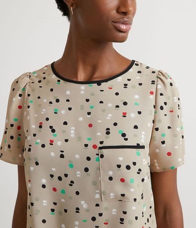 Blusa en Crepé con Manga Corta y Estampado Geométrico 3
