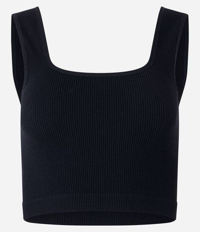 Blusa Musculosa Cropped Básica en Poliamida Acanalada sin Costura 5