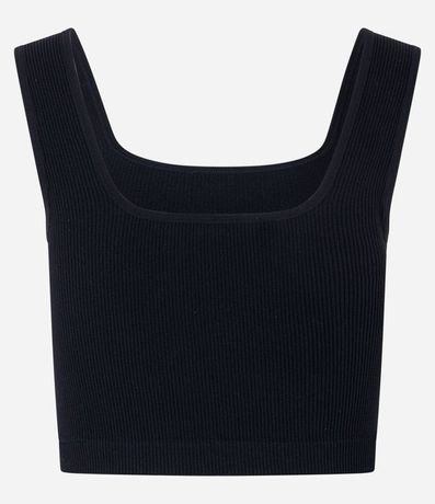 Blusa Musculosa Cropped Básica en Poliamida Acanalada sin Costura 7