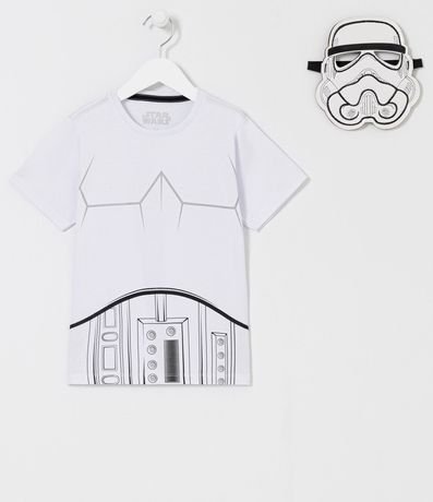 Camiseta Infantil Estampa Interativa Corpo Stormtrooper e Máscara Star Wars - Tam 4 a 10 Anos 1