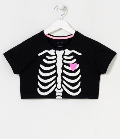 Blusa Infantil Cropped Estampado de Esqueleto Brilla en la oscuridad - Talle 5 a 14 Años 1