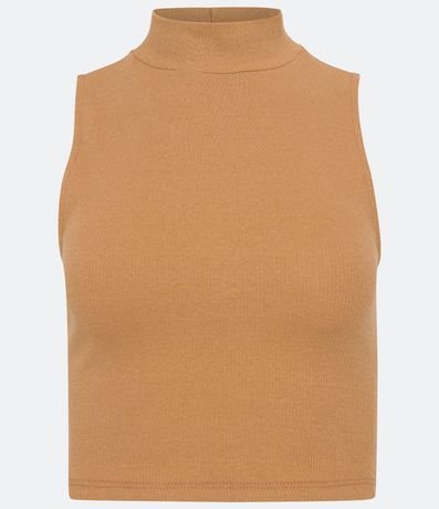 Blusa Cropped Básica sin Manga en Algodón con Cuello Alto 5