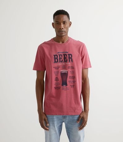 Camiseta Manga Corta con Estampado de Cerveza 1