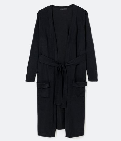 Cardigan Alargado en Viscosa con Bolsillos y Cinturón para Ajuste 5