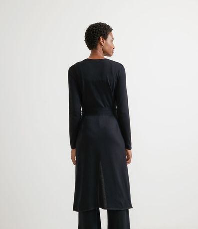 Cardigan Alargado en Viscosa con Bolsillos y Cinturón para Ajuste 2