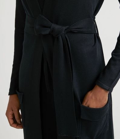 Cardigan Alargado en Viscosa con Bolsillos y Cinturón para Ajuste 3