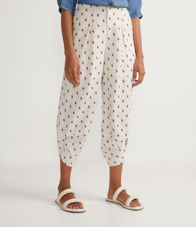 Pantalón Aladino en Lino con Estampado de Tucanes