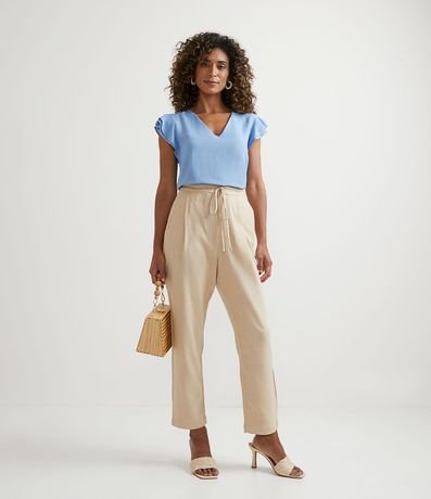 Blusa en Viscolino con Manga Corta y Volados 5