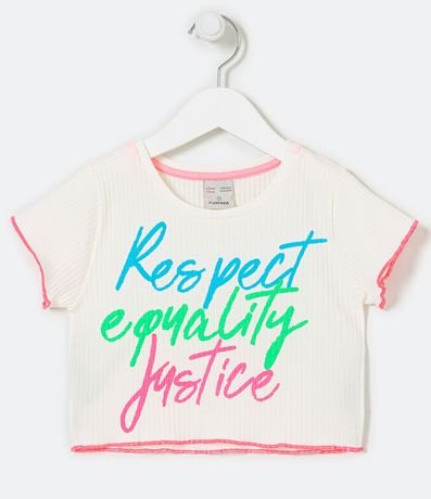 Blusa Infantil Acanalada com Estampado Respect Equality Justice - Talle 5 a 14 años 1