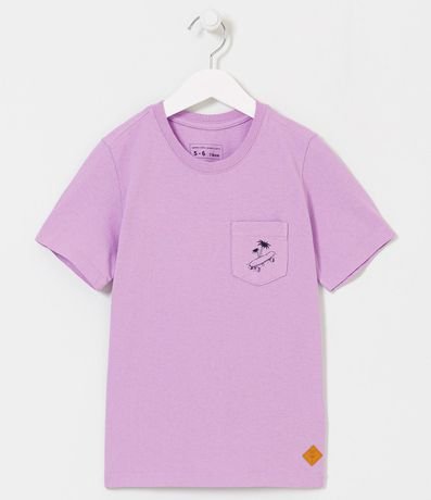 Camiseta Infantil con Estampado Localizado en el Bolsillo de Skate y Cocotero - Tam 5 a 14 años 1