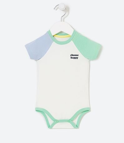 Body Infantil Raglán Bicolor Mini Me con Lettering "Choose Happy" - Talle 0 a 18 meses 1