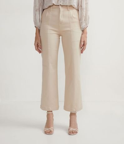 Pantalón Wide Leg en Sarga con Recortes y sin Estampado 1