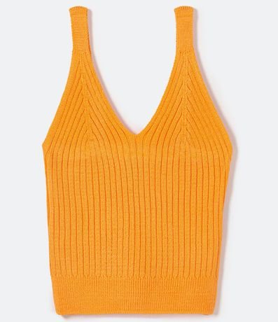 Blusa Corta de Punto Acanalado con Escote V y Tirantes Médios 5