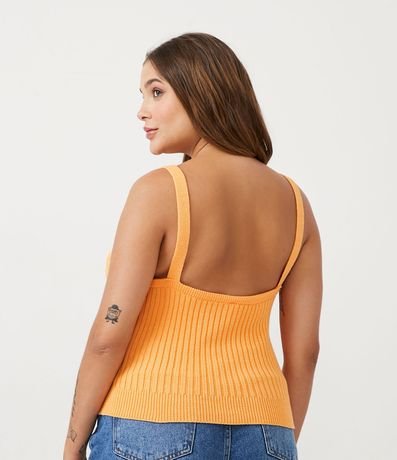 Blusa Corta de Punto Acanalado con Escote V y Tirantes Médios 3