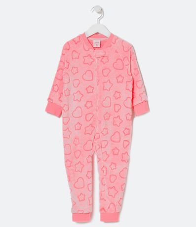 Pijama Jumper Infantil en Fleece Estampado de Corazones y Estrellas - Talle 1 a 10 años 1