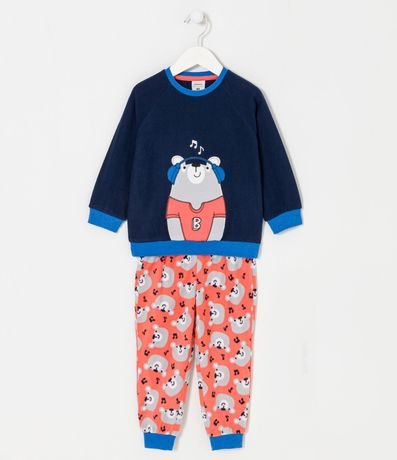 Pijama Largo Infantil en Fleece con Bordado de Oso - Talle 1 a 4 años 1