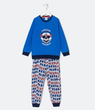 Pijama Largo Infantil en Fleece con Bordado de Oso Polar - Talle 5 a 14 años 1