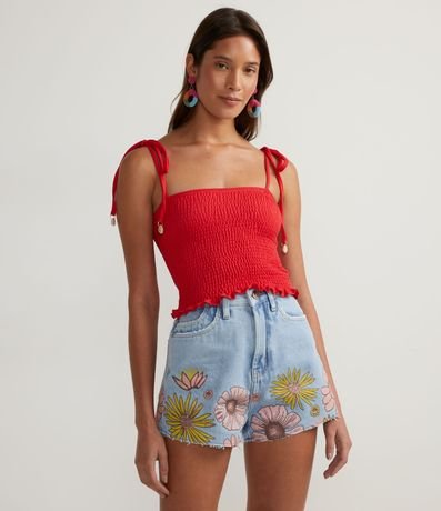 Blusa Cropped Sin Mangas con Lastex en el Cuerpo 1