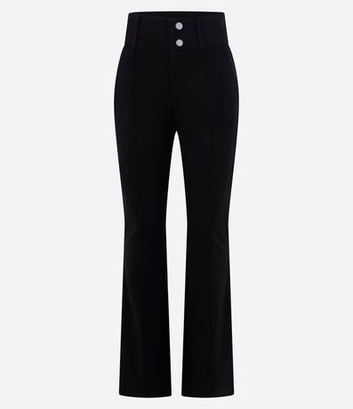 Pantalón Flare Básica en Viscosa con Botones y Cintura Ancha 5