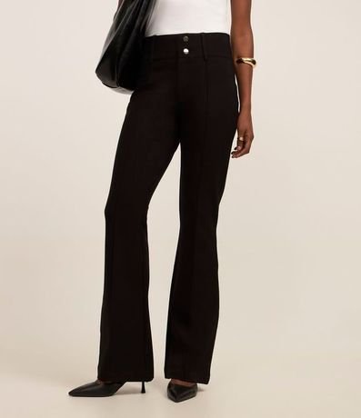 Pantalón Flare Básica en Viscosa con Botones y Cintura Ancha 3