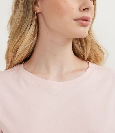 Blusa Alargada Básica en Algodón con Cuello Redondo y Manga Corta 3