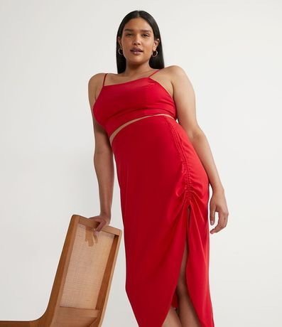 Pollera Midi en Crepé con Barra Asimétrica 4