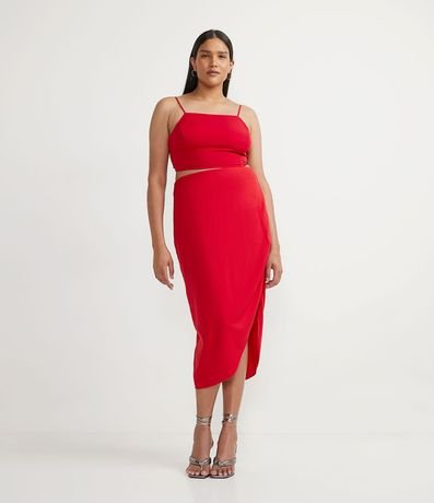 Pollera Midi en Crepé con Barra Asimétrica 5