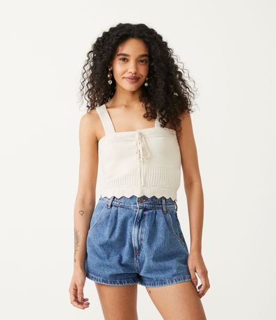 Blusa Cropped de Punto con Cordón 1