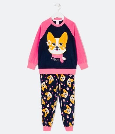 Pijama Largo Infantil en Fleece con Estampado Perros - Talle 5 a 14 años 1