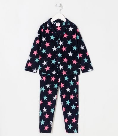 Pijama Americano Infantil en Fleece con Estampado de Estrellas - Talle 1 a 10 años 1