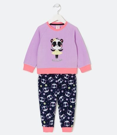 Pijama Largo Infantil en Fleece con Bordado de Panda Bailarina - Talle 1 a 4 años 1