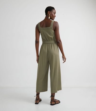 Mono Pantacourt en Viscosa con Botones Contrastantes y Cinturón para Amarre 2