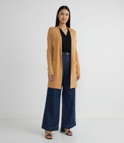 Cardigan Alargado Básico de Punto con Bolsillos 4