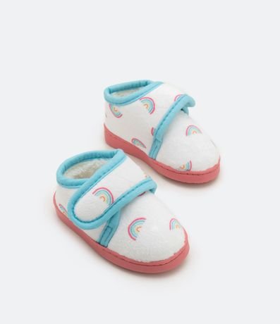 Pantunfla Cerrada Infantil en Fleece con Estampado de Arco-íris 3