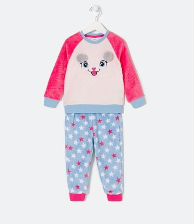 Pijama Largo Infantil en Fleece con Bordados y Pompones - Talle 1 a 4 años 1