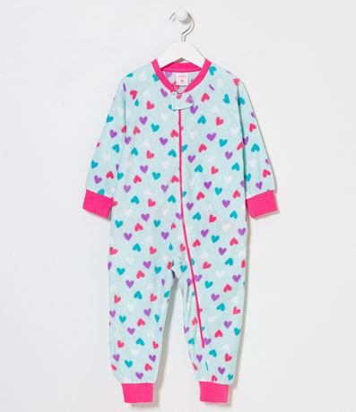 Pijama Jumper Infantil en Fleece con Estampado de Corazones - Talle 1 a 4 años 1