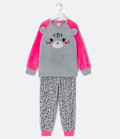 Pijama Largo Infantil en Fleece con Bordado de Jaguar - Talle 5 a 14 años 1