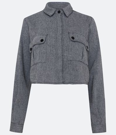 Camisa Cropped Manga Larga con Estampado en Padronaje de Espina de Pescado 5