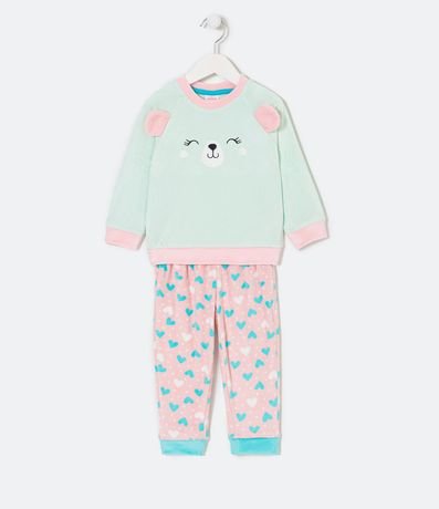 Pijama Largo Infantil en Fleece con Bordado de Osito - Talle 1 a 4 años 1