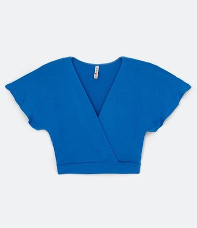 Blusa Corta Lisa en Viscose con Escote en V Transpasado 7