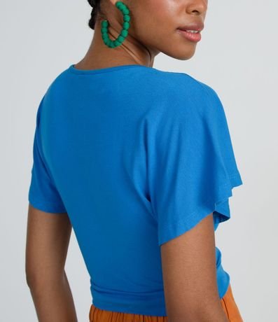 Blusa Corta Lisa en Viscose con Escote en V Transpasado 5
