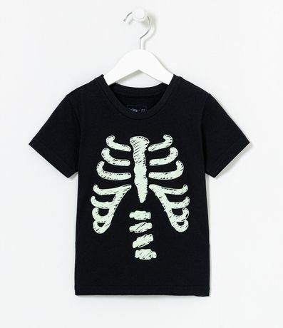 Remera Infantil Manga Corta con Estampado de Esqueleto Brilla en la Oscuridad - Talle 1 a 5 años 1